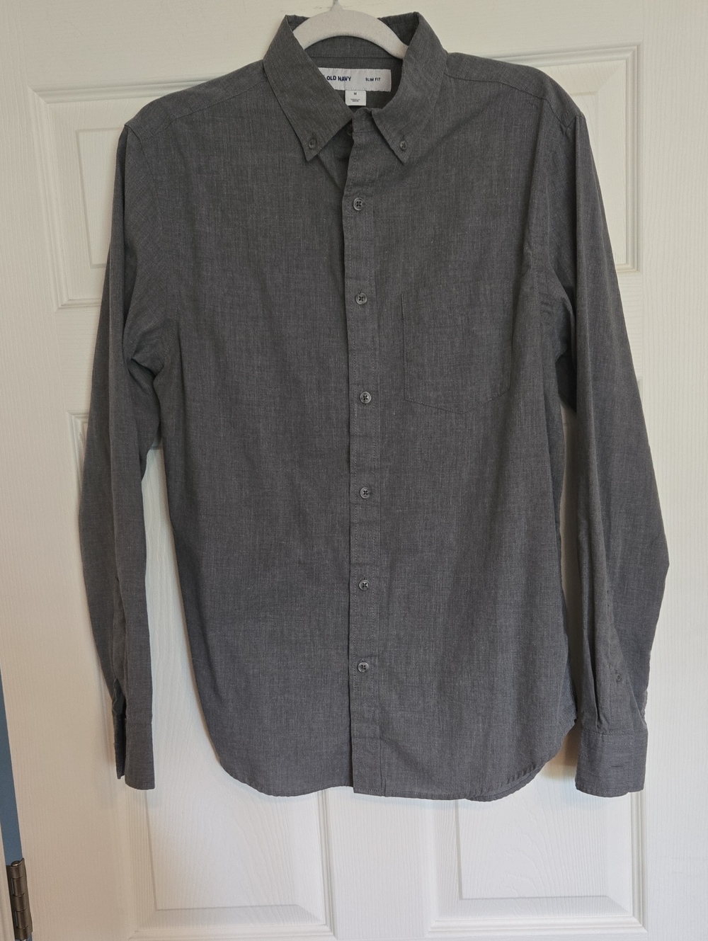 Old Navy Men's Dark Gray Button-Down Shirt Slim Fit Medium
